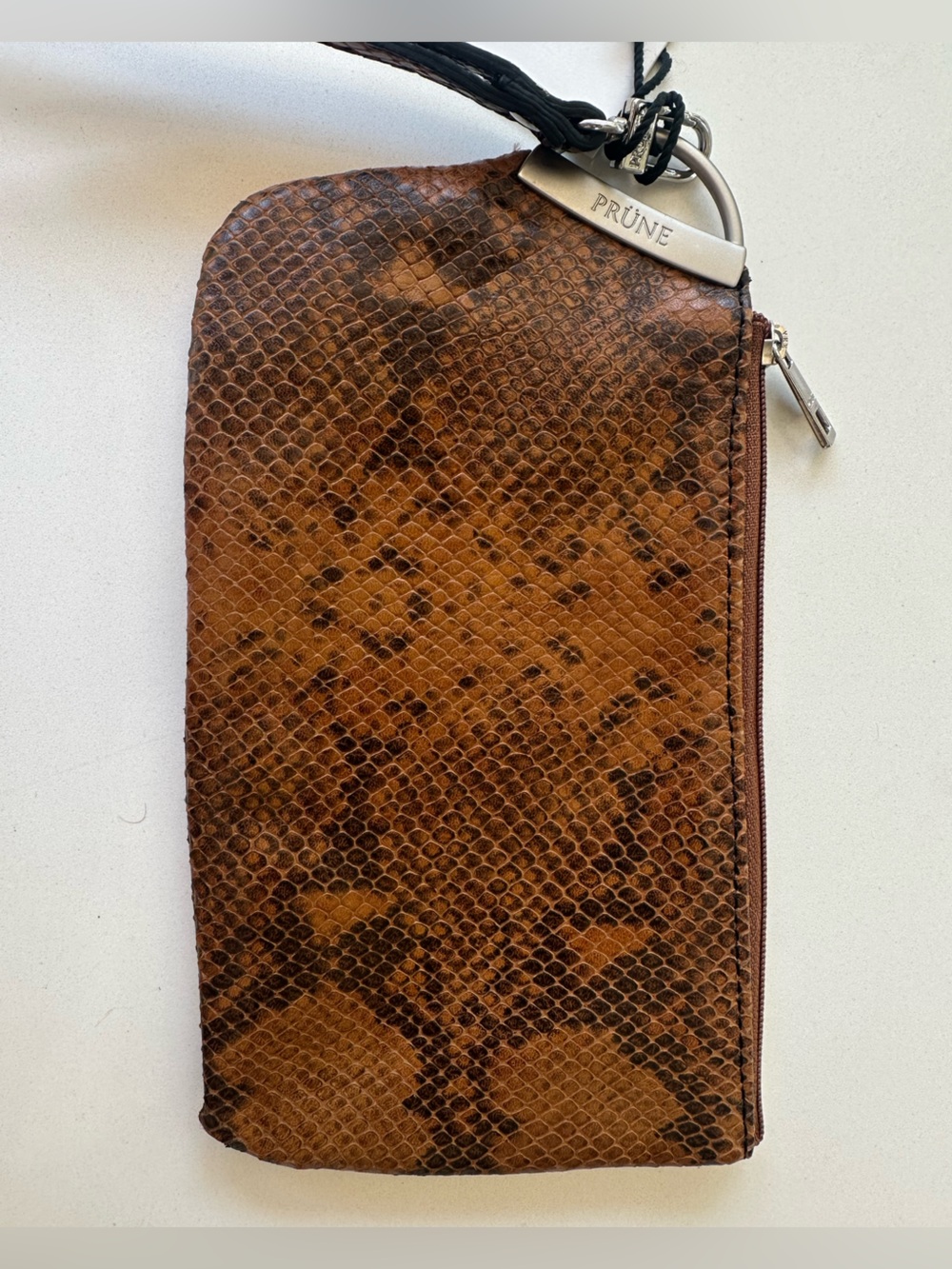 NWT Prune Brown Snake Wristlet Clutch